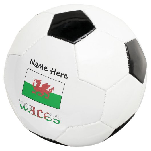 Wales and Welsh Flag met Jouw naam Voetbal (Drie kwart)