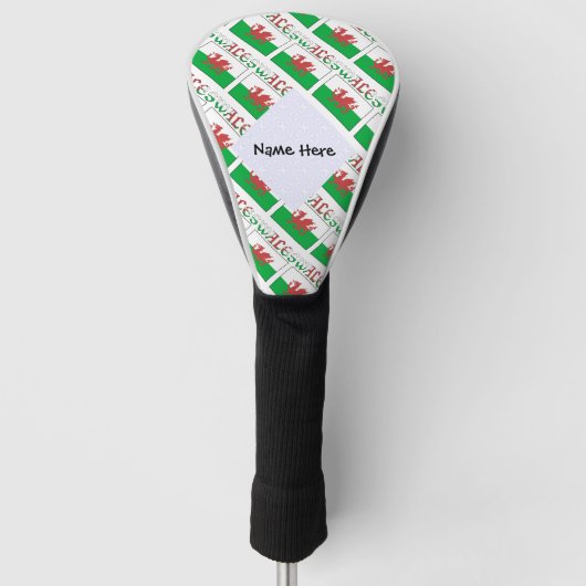 Wales and Welsh Flag Tiled Personalized Golfheadcover (Voorkant)