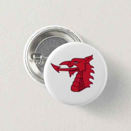 Wales Badge - Welsh Dragon Head Ronde Button 3,2 Cm (Voorkant /achterkant)