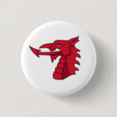 Wales Badge - Welsh Dragon Head Ronde Button 3,2 Cm (Voorkant)