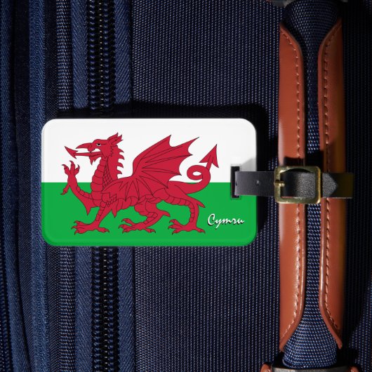 Wales Bagagelabels, patriottische Welsh Flag Bagagelabel (Voorkant Insitu 4)