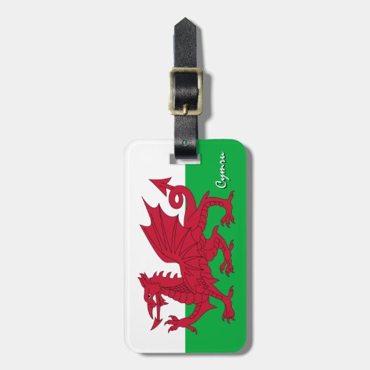 Wales Bagagelabels, patriottische Welsh Flag Bagagelabel (Voorkant verticaal)