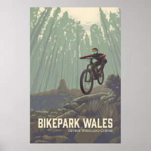 Wales Bikepark Mountainbike Reisposter Poster