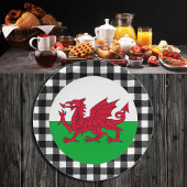 Wales Bord, buffalo plaid & Welsh Flag Papieren Bordje