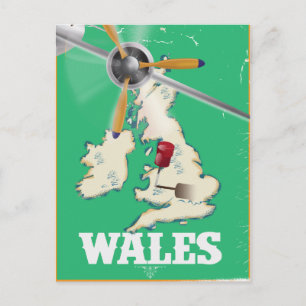 Wales, Britse Eilanden Vintage Reisposter Briefkaart