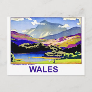 Wales, Cader Idris en Afon Mawddach, vintage Briefkaart