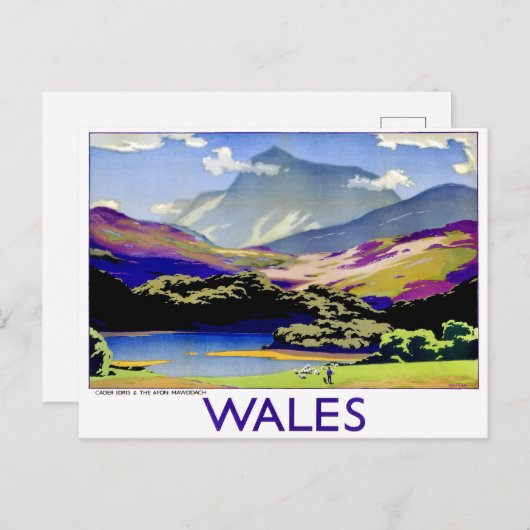 Wales, Cader Idris en de Afon Mawddach, Briefkaart (Voorkant / Achterkant)