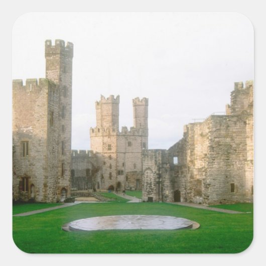 Wales, Caernarfon castle, een van Edward's 2 Vierkante Sticker (Voorkant)