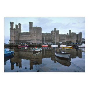 Wales, Caernarfon kasteel, een van Edward's Foto Afdruk