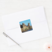 Wales - Caerphilly castle, met een uitzicht van he Vierkante Sticker (Envelop)