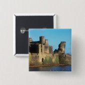 Wales - Caerphilly kasteel, met uitzicht op de Vierkante Button 5,1 Cm (Voorkant /achterkant)