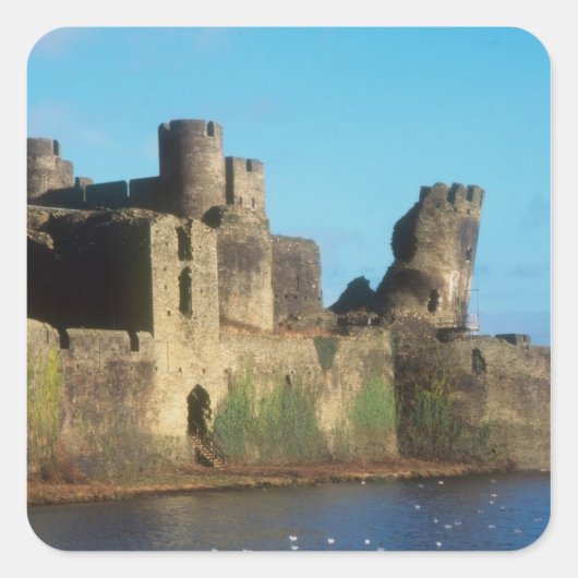 Wales - Caerphilly kasteel, met uitzicht op de Vierkante Sticker (Voorkant)