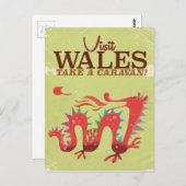 Wales Caravan Vacation vintage poster Briefkaart (Voorkant / Achterkant)