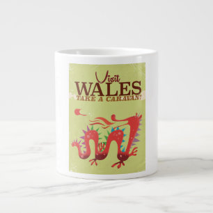 Wales Caravan Vakantie vintage poster Grote Koffiekop