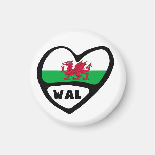 Wales Country Code Flag Heart, WAL Magneet