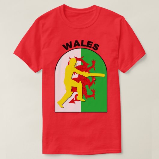 Wales Cricket Batsman Wales Flag T-shirt (Design voorkant)