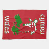 Wales Cymru Flag Map Theedoek (Horizontaal)