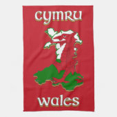 Wales Cymru Flag Map Theedoek (Verticaal)
