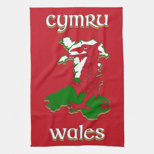 Wales Cymru Flag Map Theedoek (Verticaal)