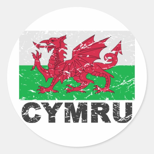 Wales CYMRU  Flag Ronde Sticker (Voorkant)