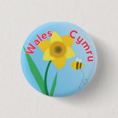 Wales Daffodil Button Pin Badge (Voorkant)