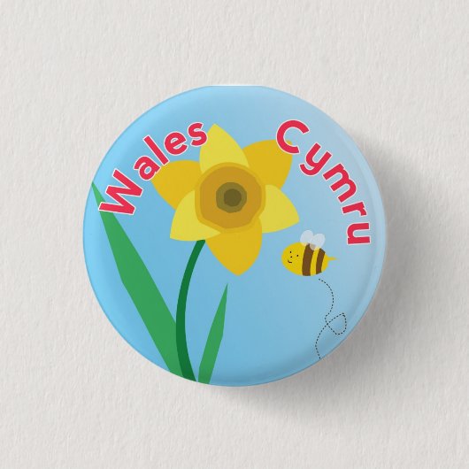 Wales Daffodil Button Pin Badge (Voorkant)