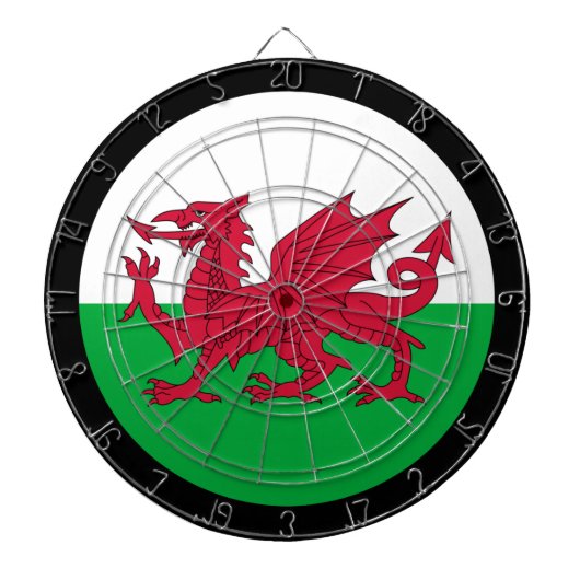 Wales Dartboard & Welsh Flag darts / game board Dartbord (Voorkant)