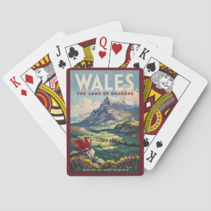 Wales Draak Illustratie Reis Kunst Vintage Pokerkaarten