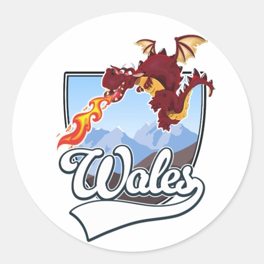 Wales Draak logo  Ronde Sticker (Voorkant)