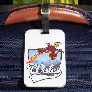 Wales Dragon logo Bagagelabel