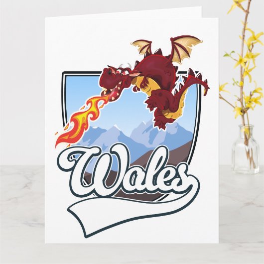 Wales Dragon logo Kaart (Gele Bloem)