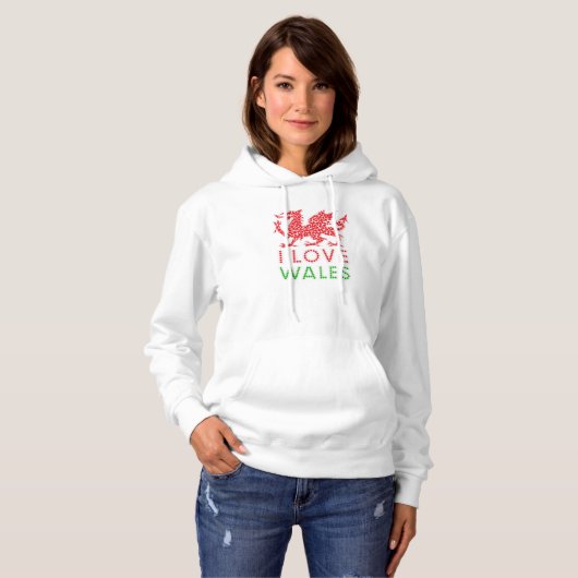 Wales Dragon Love Hoodie (Voorkant volledig)