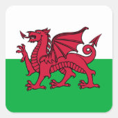 Wales Dragon Vierkante Sticker (Voorkant)
