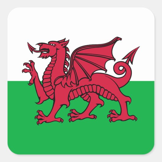 Wales Dragon Vierkante Sticker (Voorkant)