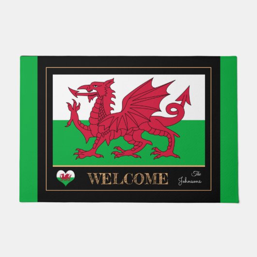 Wales Emblem, Welsh Flag mats Cymru/sport Welcome Deurmat (Voorkant)