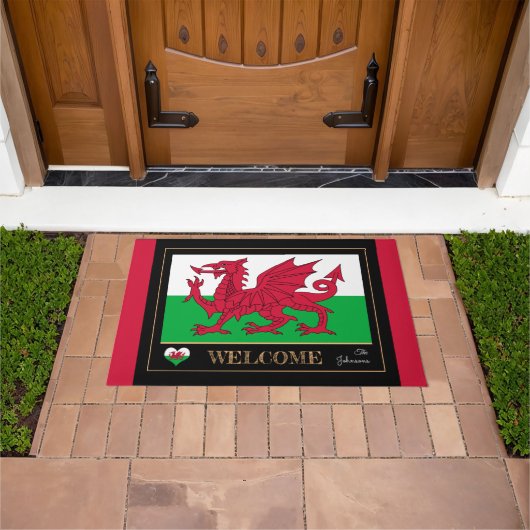 Wales Emblem, Welsh Flag mats Cymru/sport Welcome Deurmat (Buiten)