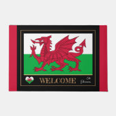 Wales Emblem, Welsh Flag mats Cymru/sport Welcome Deurmat (Voorkant)