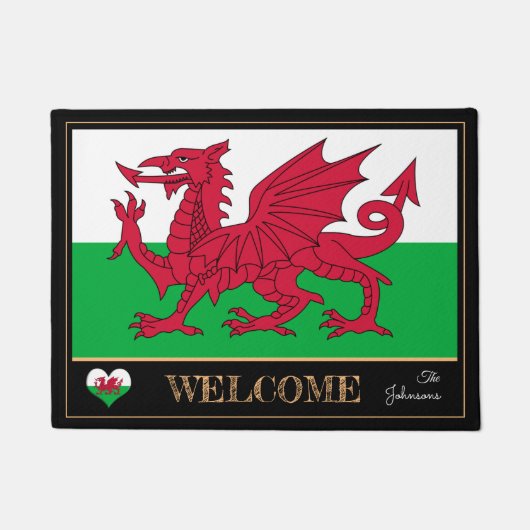 Wales Emblem, Welsh Flag mats Cymru/sport Welcome Deurmat (Voorkant)