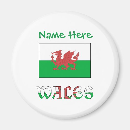 Wales en Welsh vlag Green Personalisatie Magneet (Voorkant)