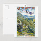 Wales England Railway Vintage Travel Briefkaart (Voorkant / Achterkant)