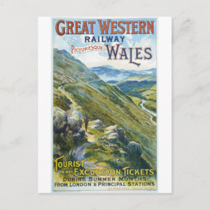 Wales England Railway Vintage Travel Briefkaart