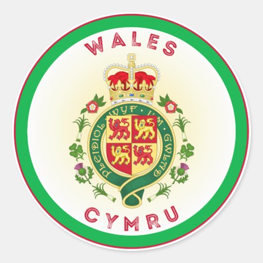 Wales Erfgoed Embleem Ronde Sticker (Voorkant)