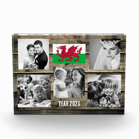 Wales family photo block,  Welsh flag,  Cymru wood Fotoblokken (Voorkant)