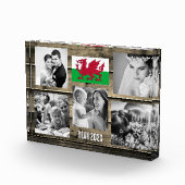 Wales family photo block,  Welsh flag,  Cymru wood Fotoblokken (Rechts)