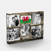 Wales family photo block,  Welsh flag,  Cymru wood Fotoblokken (Links)