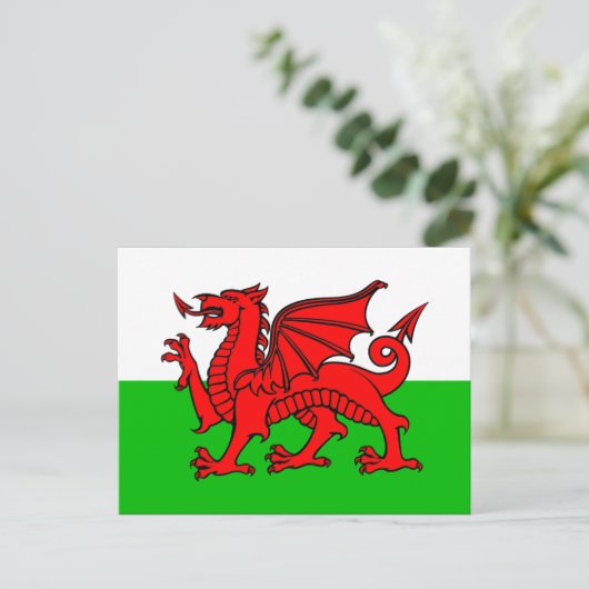 Wales Flag Briefkaart (Staand voorkant)