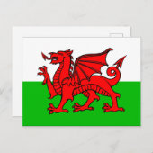 Wales Flag Briefkaart (Voorkant / Achterkant)