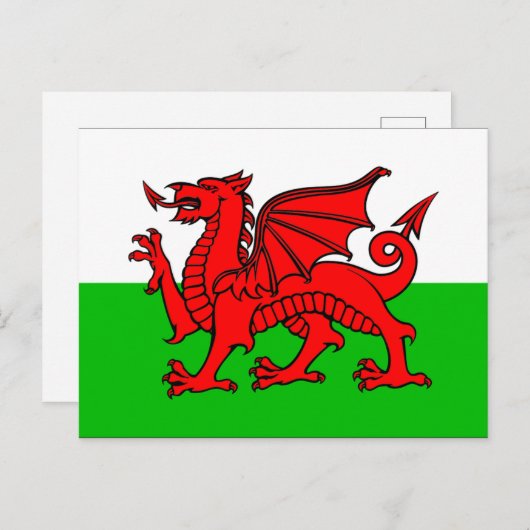 Wales Flag Briefkaart (Voorkant / Achterkant)