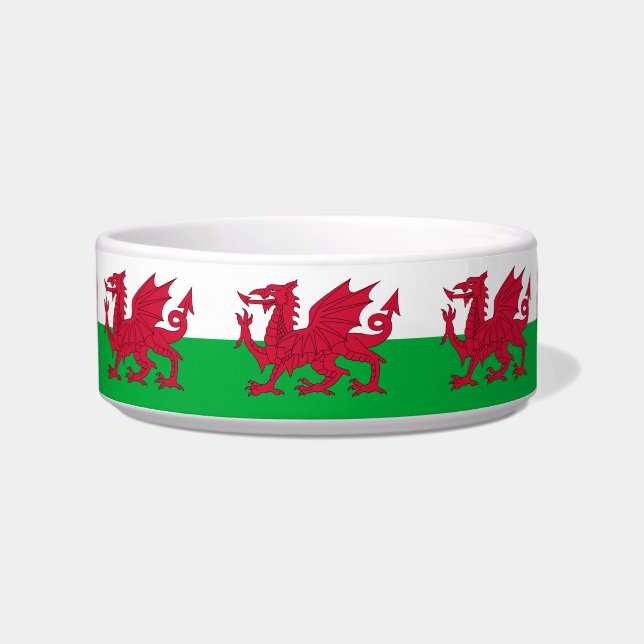 Wales flag Ceramic Pet Bowl Voerbakje (Voorkant)