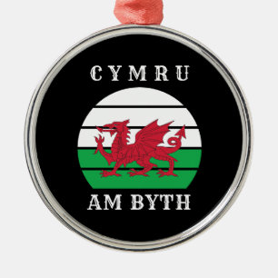 Wales Flag cymru am byth trots to be Welsh Metalen Ornament